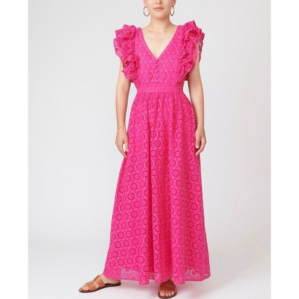 J. Crew Eyelet Lace Ruffle Maxi Dress